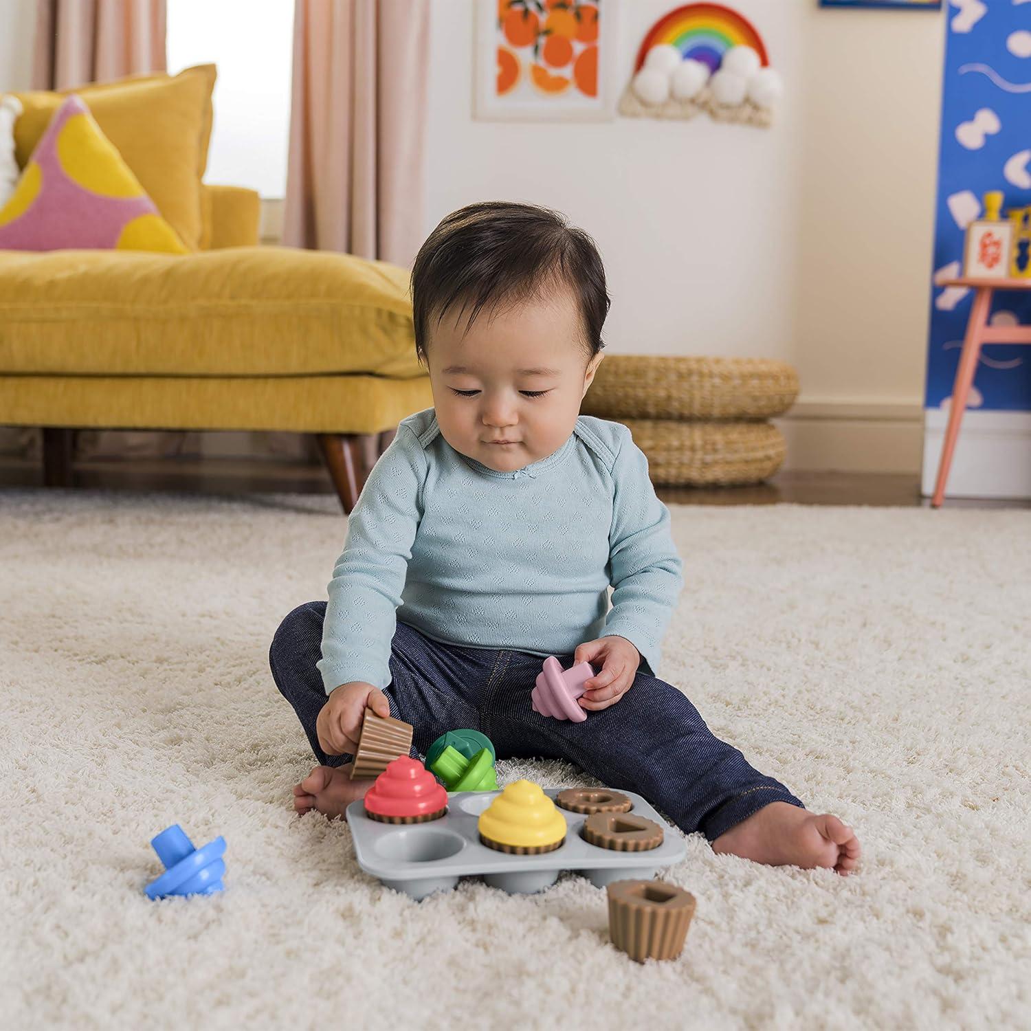 imageBright Starts Sweet Cupcakes Shape Sorter Toy for Infants 3 Months and up Multicolor
