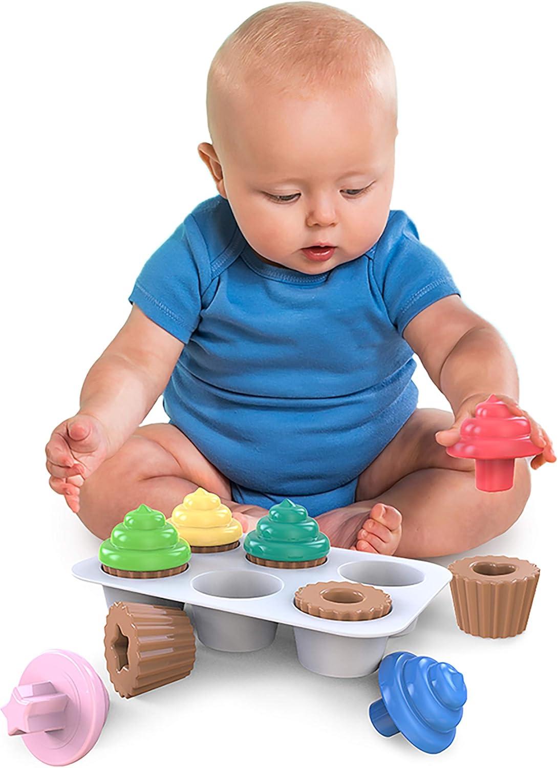 imageBright Starts Sweet Cupcakes Shape Sorter Toy for Infants 3 Months and up Multicolor