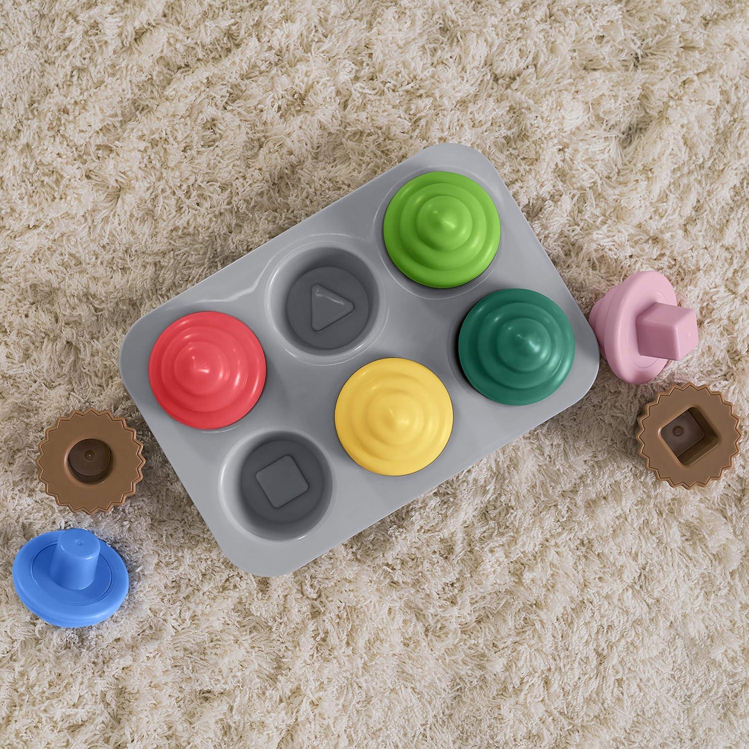imageBright Starts Sweet Cupcakes Shape Sorter Toy for Infants 3 Months and up Multicolor