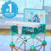 imageBright Starts Disney Mickey Mouse Pop N Sit Portable Booster IndoorOutdoor Use Floor Seat with Feeding Tray Blue 6 Mos  3 YrsStitch