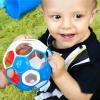 imageBright Starts Oball Rollin Rainstick Rattle EasyGrasp Toy Ages 3 Months Red  White  Blue Soccer Ball