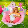imageBright Starts Pink Paradise Portable Baby Bouncer with Vibrating Infant Seat and Toy Bar Max Weight 20 lbs Age 06 MonthsPink Paradise