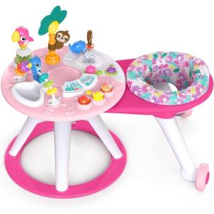 imageBright Starts Around We Go 2in1 Baby Walker Discovery Activity Center and Table Tropic Cool Ages 6 MonthsTropical Coral