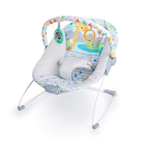 imageBright Starts Baby Bouncer Soothing Vibrations Infant Seat  Removable Toy Bar Nonslip Feet 06 Months Up to 20 lbs Rainforest VibesSafari Fun