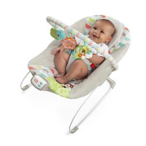 imageBright Starts Baby Bouncer Soothing Vibrations Infant Seat  Taggies Music Removable Toy Bar 06 Months Up to 20 lbs Happy Safari