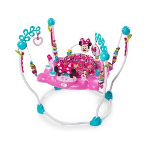 imageBright Starts Disney Baby MINNIE MOUSE PeekABoo Baby Activity Center Jumper with 8 Toys Lights ampamp Sounds 360Degree Seat 612 Months PinkBlue