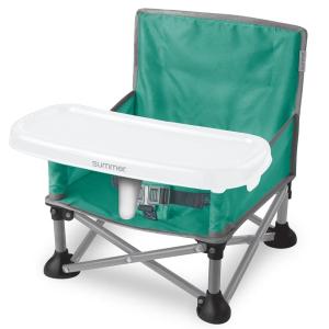 imageBright Starts Disney Mickey Mouse Pop N Sit Portable Booster IndoorOutdoor Use Floor Seat with Feeding Tray Blue 6 Mos  3 YrsTeal  Gray