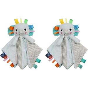 imageBright Starts Elephant Cuddle n Tags 2Sided Baby Lovey Security Soothing Blanket 16quot1 Count Pack of 2