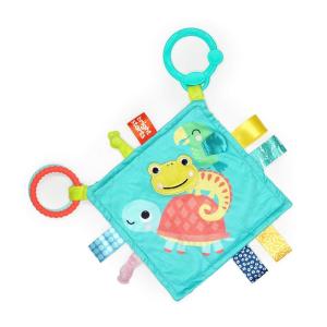 imageBright Starts Fuzzy Feelies Soothing Plush Security Blanket with Taggies Clips to Carriers and Strollers Newborn and up