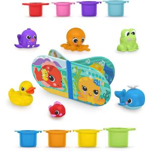 imageBright Starts KaledioCubes 9pk Stack ampamp Squeeze Blocks Baby Bath Toys  Play ampamp Learn with Colors Numbers ampamp Shapes Ages 3 Months MulticolorSplash  Splash