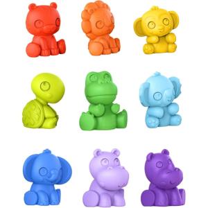 imageBright Starts KaledioCubes 9pk Stack ampamp Squeeze Blocks Baby Bath Toys  Play ampamp Learn with Colors Numbers ampamp Shapes Ages 3 Months MulticolorTropicanimals