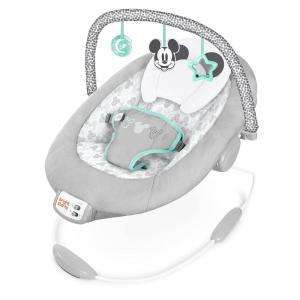imageBright Starts Mickey Mouse Comfy Disney Baby Bouncer in Cloudscapes Includes Toy Bar with 3 Cute Toys Plays 7 Soothing Melodies wAuto ShutOff Age 06 MonthsMickey Mouse