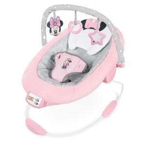 imageBright Starts Mickey Mouse Comfy Disney Baby Bouncer in Cloudscapes Includes Toy Bar with 3 Cute Toys Plays 7 Soothing Melodies wAuto ShutOff Age 06 MonthsMinnie Mouse