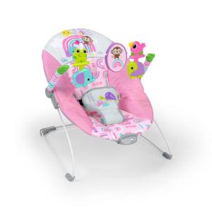 imageBright Starts Pink Paradise Portable Baby Bouncer with Vibrating Infant Seat and Toy Bar Max Weight 20 lbs Age 06 MonthsPink Paradise