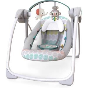 imageBright Starts Portable Automatic 6Speed Baby Swing with Removable Toy Bar 09 Months 620 lbs Rainforest VibesWhimsical Wild
