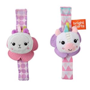 imageBright Starts Rattle ampamp Teethe Wrist Pals Toy Unicorn ampamp Llama Newborn 2 Count2 Count Pack of 6