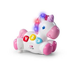 imageBright Starts Rock ampamp Glow Unicorn Crawling Baby Toy with Lights and Melodies Age 6 Months  Pink