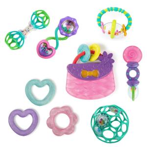 imageBright Starts Soothers ampamp Shakers 7pc Gift Set  BPAFree Baby Rattles Teethers and Stroller Toys Unisex Newborn9Piece Gift Set