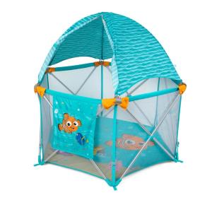 imageDisney Baby Finding Nemo Pop N Play Deluxe Portable Playard by Bright Starts PopandFold Baby Beach Tent UVAUVB Protection IndoorOutdoor 6 Months
