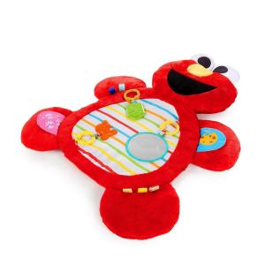 imageStarts Sesame Street Tummy Time Elmo Prop Mat with 3 Detachable Newborn Toys and Multiple Textures and Flaps for Baby Gyms and Playmats